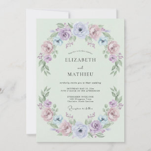 Convites Casamento Floral Imaculado em Verde Menta
