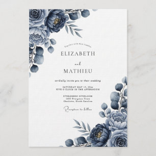 Convites Casamento Floral Índigo Mal-encarado