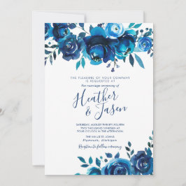 Convites Casamento Floral Indigo Mood