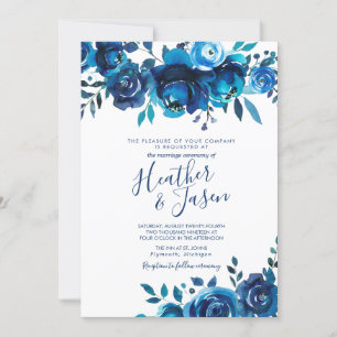 Convites Casamento Floral Indigo Mood