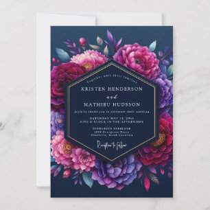 Convites Casamento Floral Indigo Tônica Joia