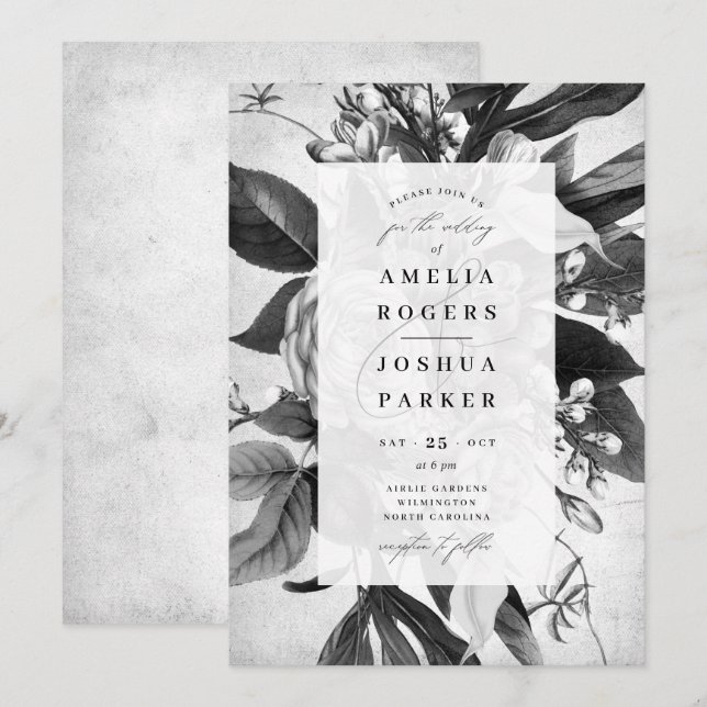 Convites Casamento Floral Industrial Chic Elegant (Frente/Verso)