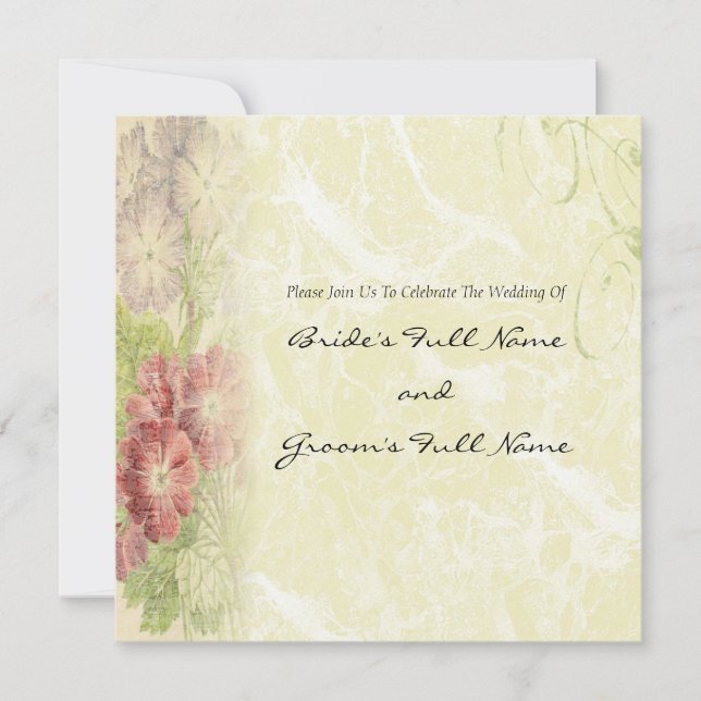 Convites Casamento Floral Inspirado Vintage (Frente)