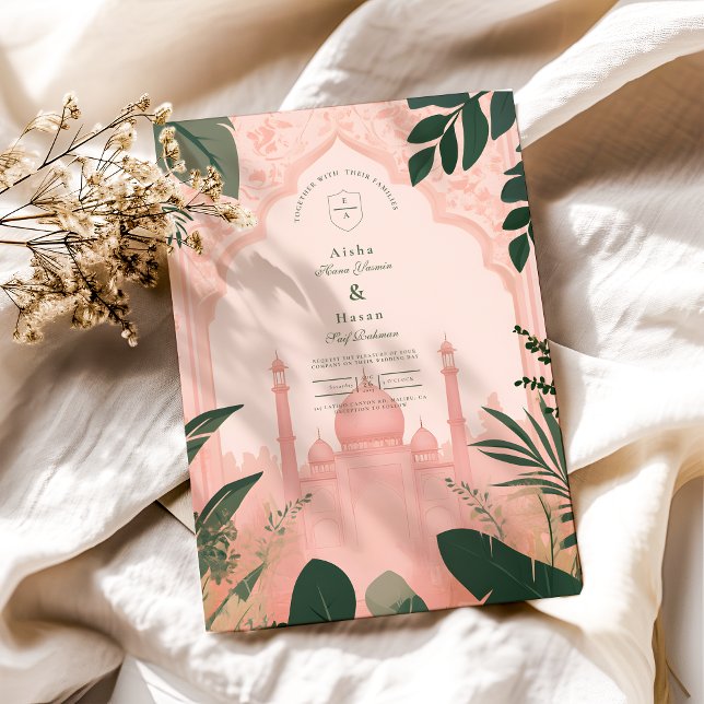 Convites Casamento Floral Islâmico Botânico Elegante (Criador carregado)