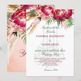 Convites Casamento Floral Islâmico do Bismillah Pampas Prot