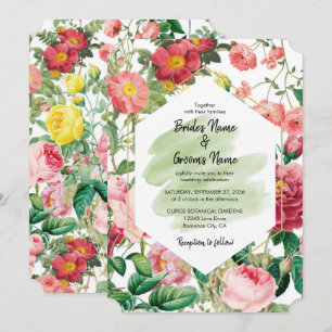 Convites Casamento Floral Jardim, Aquarela & Geométrico