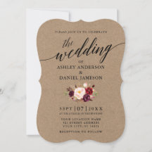 Casamento Floral Kraft Elegante Calliografia Burgu