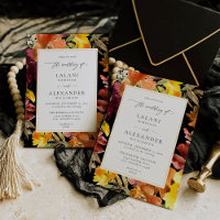 Casamento Floral Laranja e Amarelo -3 Preto