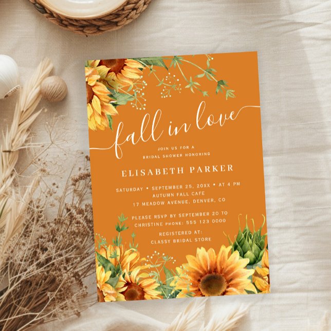 Convites Casamento floral laranja queimada no outono (Criador carregado)