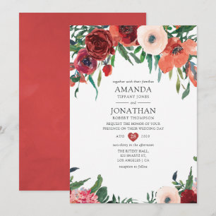 Convites Casamento Floral Laranja Queimado e Bege