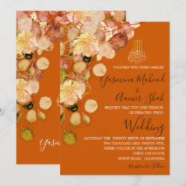 Convites Casamento Floral Laranja Queimado pelo Bismillah I