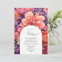 Casamento Floral Laranja, Rosa Vibrante e Roxo Rea