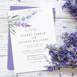 Convites Casamento Floral Lavanda Aquarela Romântica