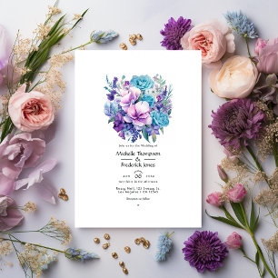 Convites Casamento Floral Lavanda e Água