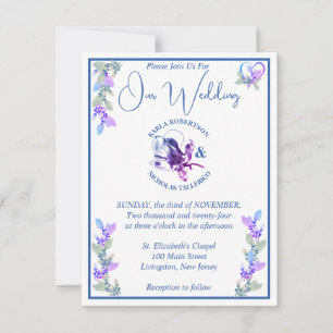 Convites Casamento Floral Lavanda e Azul