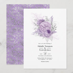 Convites Casamento Floral Lavanda e Prata