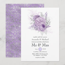Convites Casamento Floral Lavanda e Prata