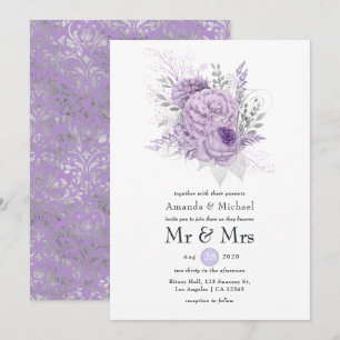 Convites Casamento Floral Lavanda e Prata
