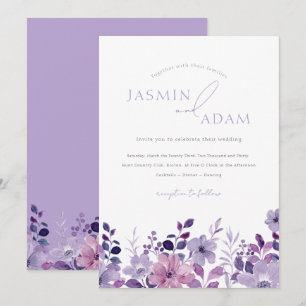 Convites Casamento Floral Lavanda Elegante