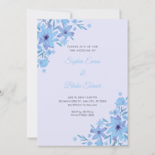 Convites Casamento Floral Lavanda Flores Azuis Românticas