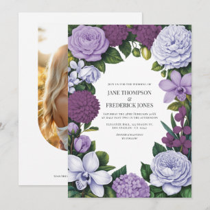 Convites Casamento Floral Lavanda, Malva e Ameixa