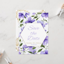 Convites Casamento Floral Lavanda Moderno & Geométrico Dour
