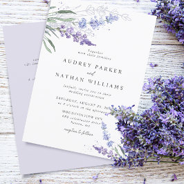Convites Casamento Floral Lavanda Romântico c/ Detalhes