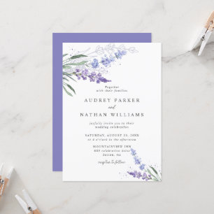 Convites Casamento Floral Lavanda Romântico c/ Detalhes
