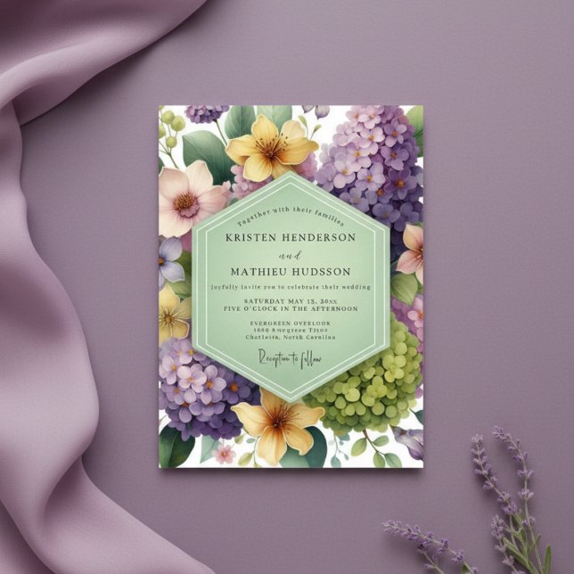 Convites Casamento Floral Lavanda Roxa Caprichoso (Criador carregado)