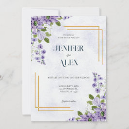 Convites Casamento Floral Lavante De Flor Roxo