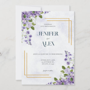 Convites Casamento Floral Lavante De Flor Roxo