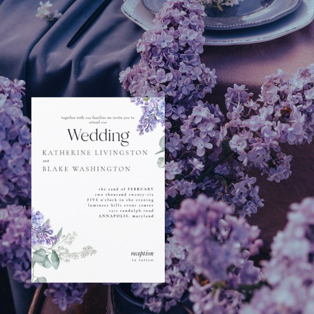 Convites Casamento Floral Lilás (Criador carregado)