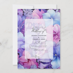 Convites Casamento Floral Lilás, Vinca e Lavanda