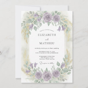 Convites Casamento Floral Lírico Lavanda