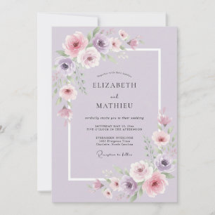 Convites Casamento Floral Luminoso de Lavanda