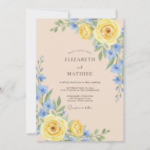 Convites Casamento Floral Macio Amarelo Romance