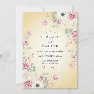Convites Casamento Floral Macio de Buttercream