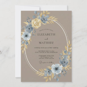 Convites Casamento Floral Majestoso Bege