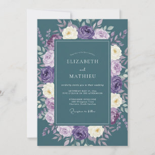 Convites Casamento Floral Majestoso Turquesa