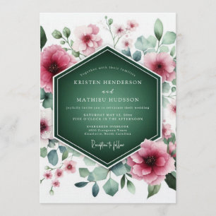 Convites Casamento Floral Majestoso Verde Floresta