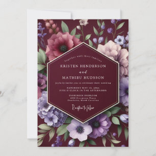 Convites Casamento Floral Mal-humorado Borgonha