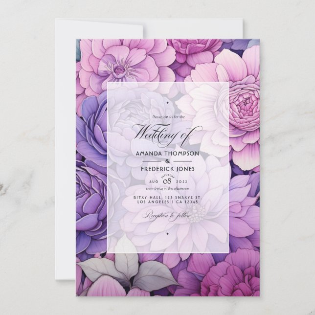 Convites Casamento Floral Malva (Frente)
