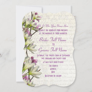 Convites Casamento floral malva e branco feminino bonito