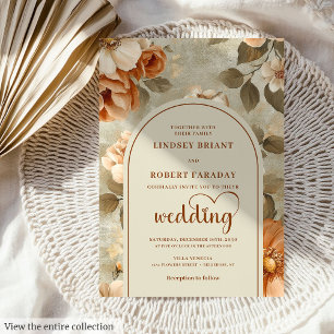 Convites Casamento Floral Marfim Terracota Sage Boho Elegan
