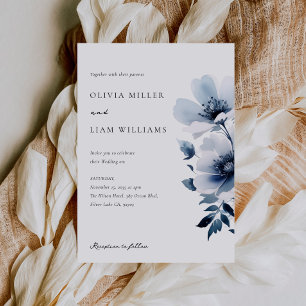 Convites Casamento Floral marinho Azul