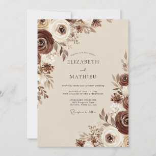 Convites Casamento Floral Marrom da Floresta