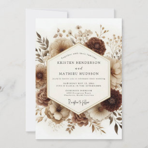 Convites Casamento Floral Marrom da Floresta