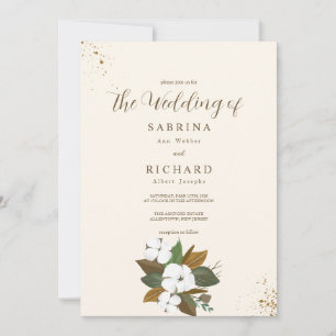 Convites Casamento Floral Marrom e Creme Simples