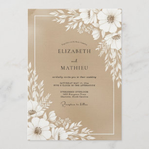 Convites Casamento Floral Marrom Floresta