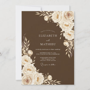 Convites Casamento Floral Marrom Romance